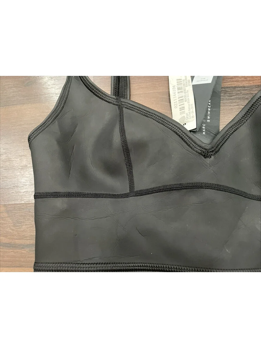 NWT Marc By Marc Jacobs Neoprene Scuba Black Longline Bikini Top Size Small